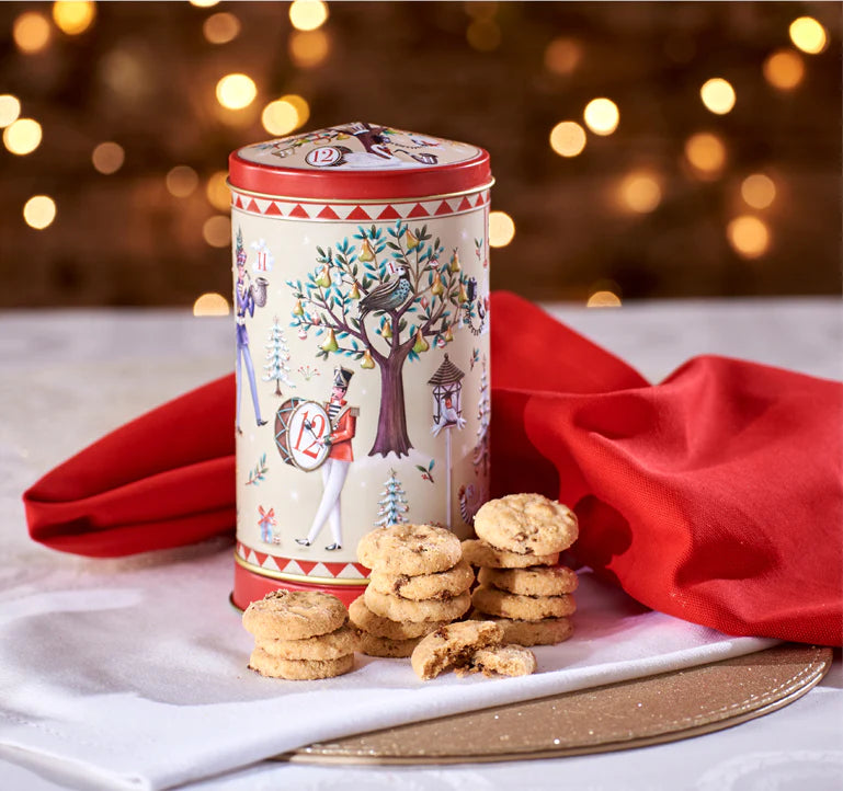 Grandma Wilds Embossed 12 Days of Christmas Musical Tin Choc Chip Biscuits 150g