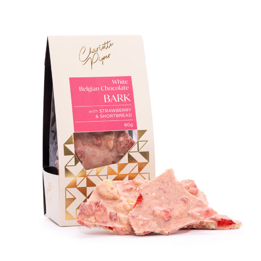 Charlotte Piper White Chocolate Bark - Strawberry & Shortbread 80g