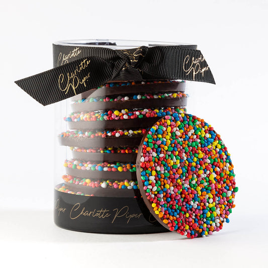 CHARLOTTE PIPER DARK CHOCOLATE SPRINKLE DISCS 120G