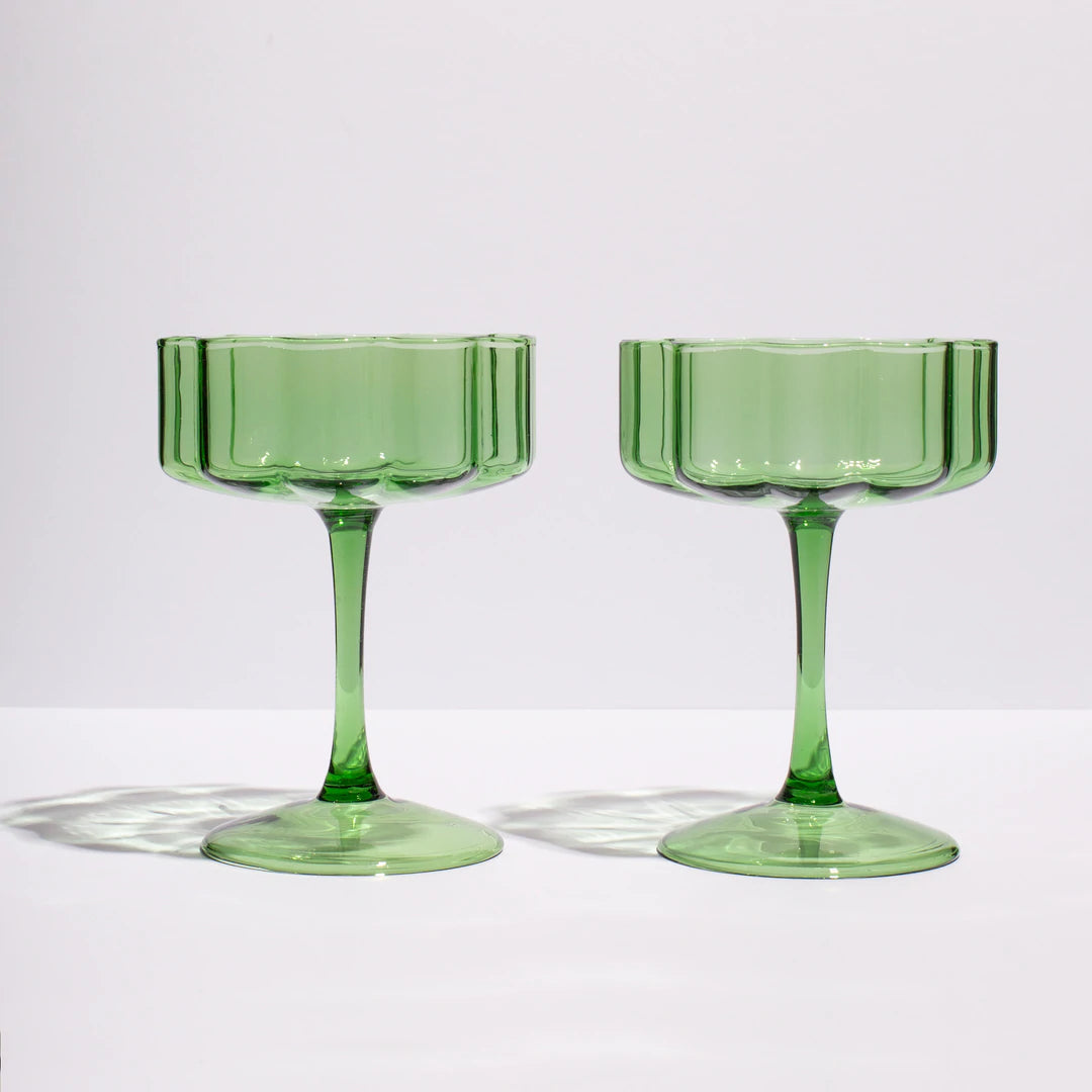 Wave Coupe Glasses - Green