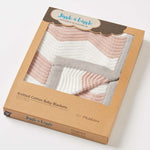 Zig-Zag Pink, Grey & White Knit Blanket