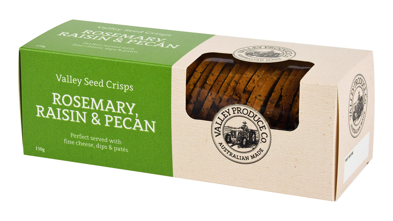 Valley Seed Crisps Rosemary Raisin & Pecan 150g