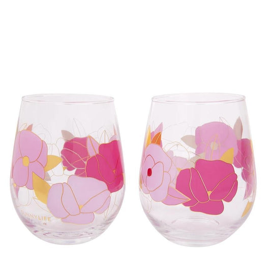 Stemless Glasses Wild Posy