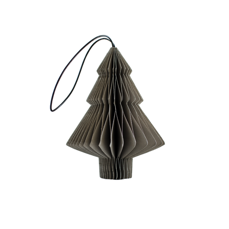 Sage Green Paper Tree Ornament with Silver Glitter Edges