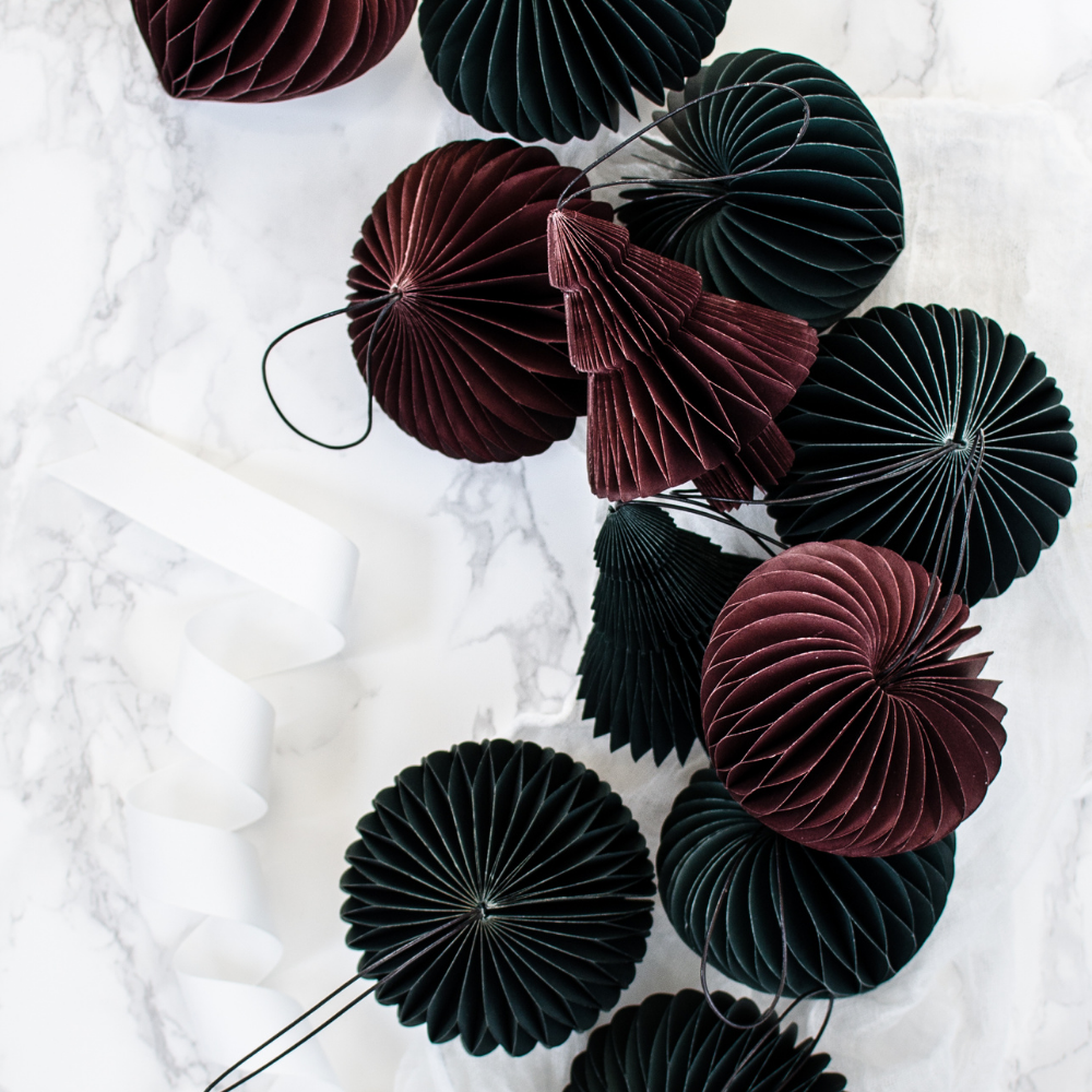 Deep Burgundy Paper Scoop Ornament