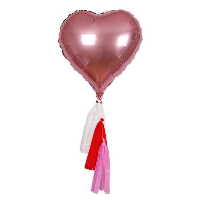 Pink Heart Foil Balloons 6 Set