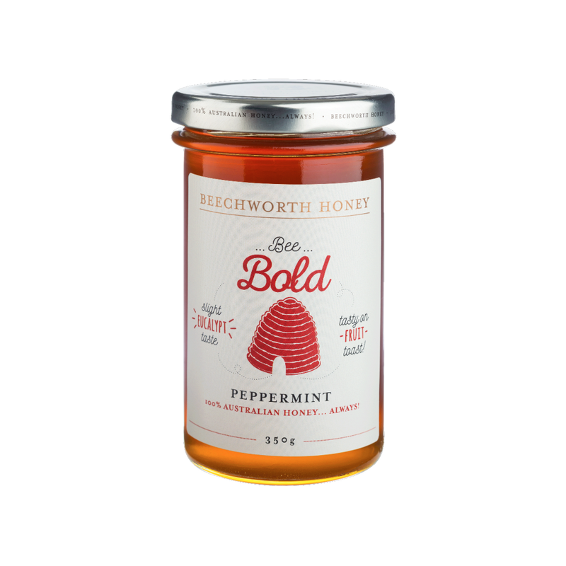 Bee Bold Peppermint Honey 350g Jar