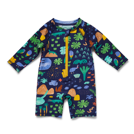 Beach Forest Baby Swim Long Sleeve Short Suit