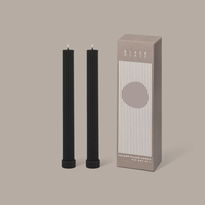 Column Pillar Candle Duo- Black