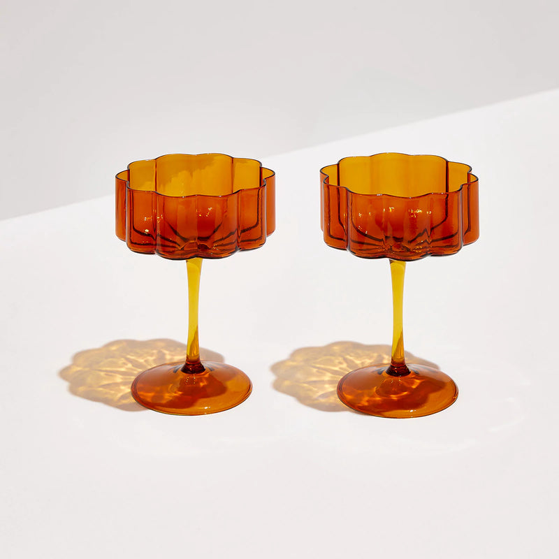 Wave Coupe Glasses- Amber