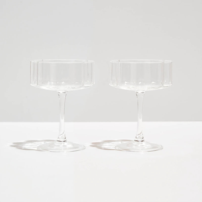 TWO WAVE COUPE GLASSES - CLEAR