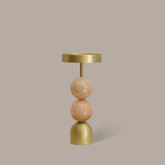 Beaded Fountain Brass Candle Holder - Coral Large