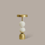 Beaded Fountain Brass Candle Holder - White Large