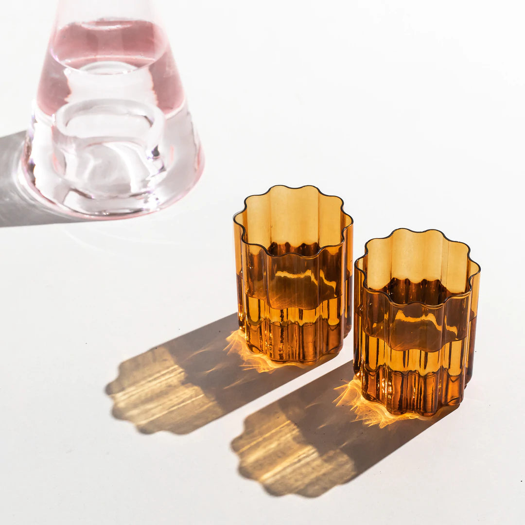 Wave Glassware- Amber