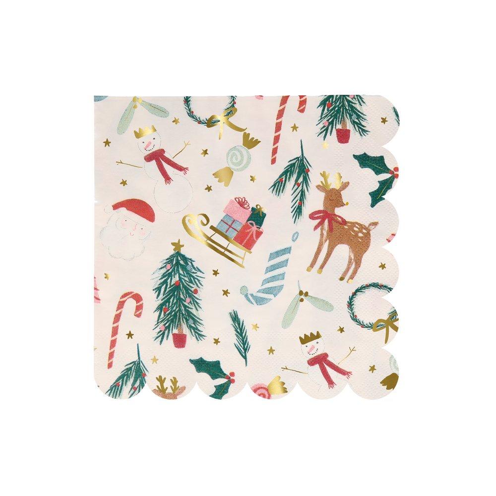 Festive Motif Large Napkins (set of 16)