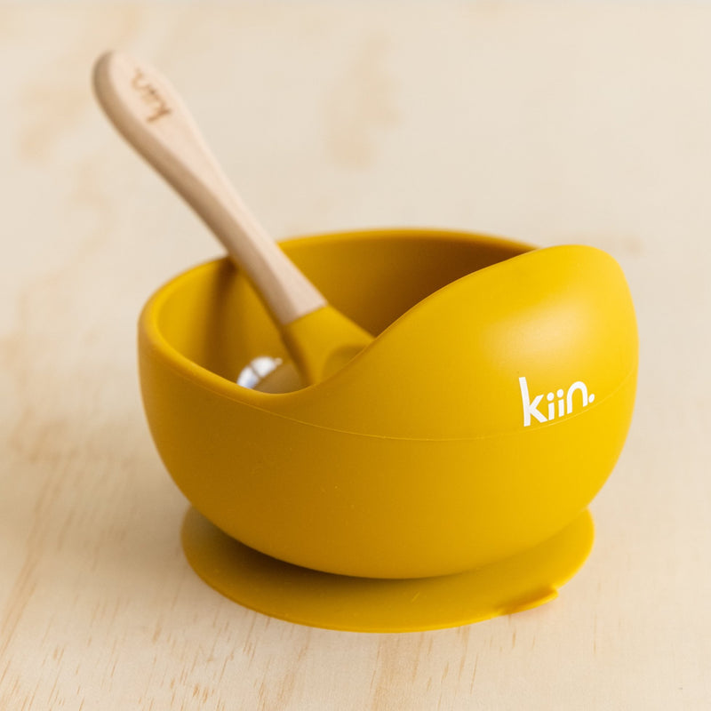 Silicone Bowl + Spoon- Mustard