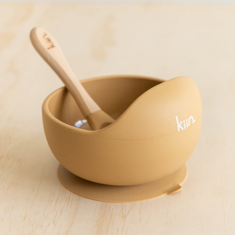 Silicone Bowl + Spoon- Tan