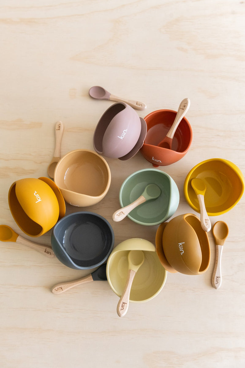 Silicone Bowl + Spoon- Beige