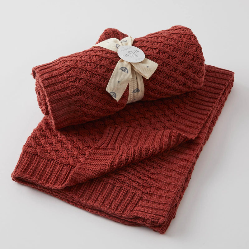 Brick Basket Weave Knit Blanket