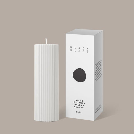 Wide Column Pillar Candle- White