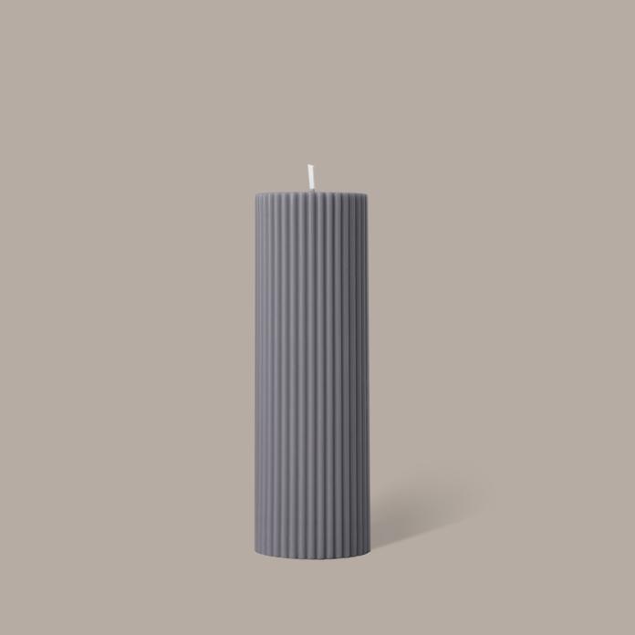 Wide Column Pillar Candle- Grey