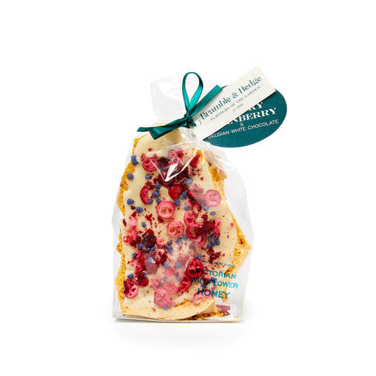 Sour Cherry, Cranberry & Candied Violet Honeycomb - 200g