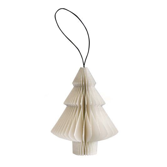 White Paper Tree Ornament with Silver Glitter Edge