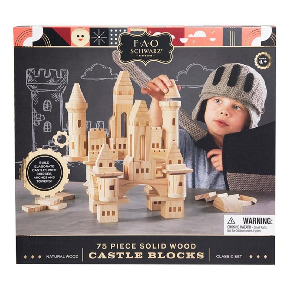 Wooden Toy Castle Blocks 75pc