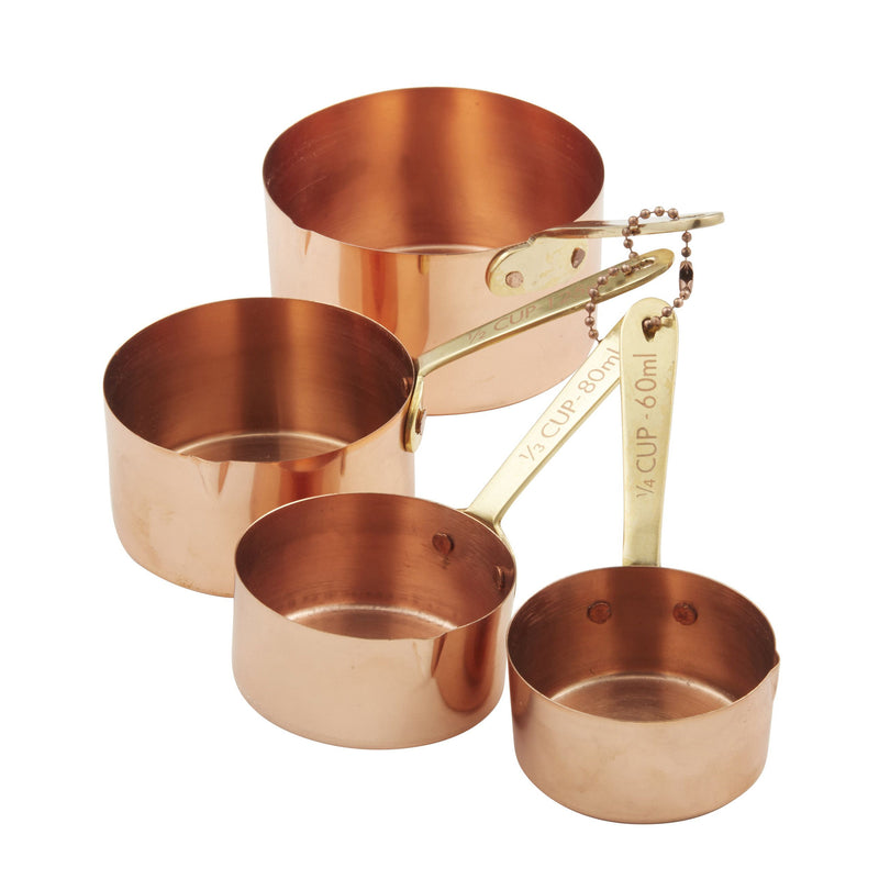 Copper Measuring Cups W Brass Handles