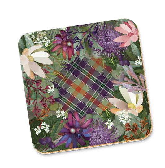 Corky Coaster Bush Blooms Tartan