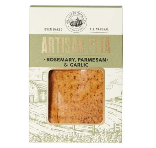 Valley Produce Company Artisan Pita Box Rosemary, Parmesan & Garlic 100g