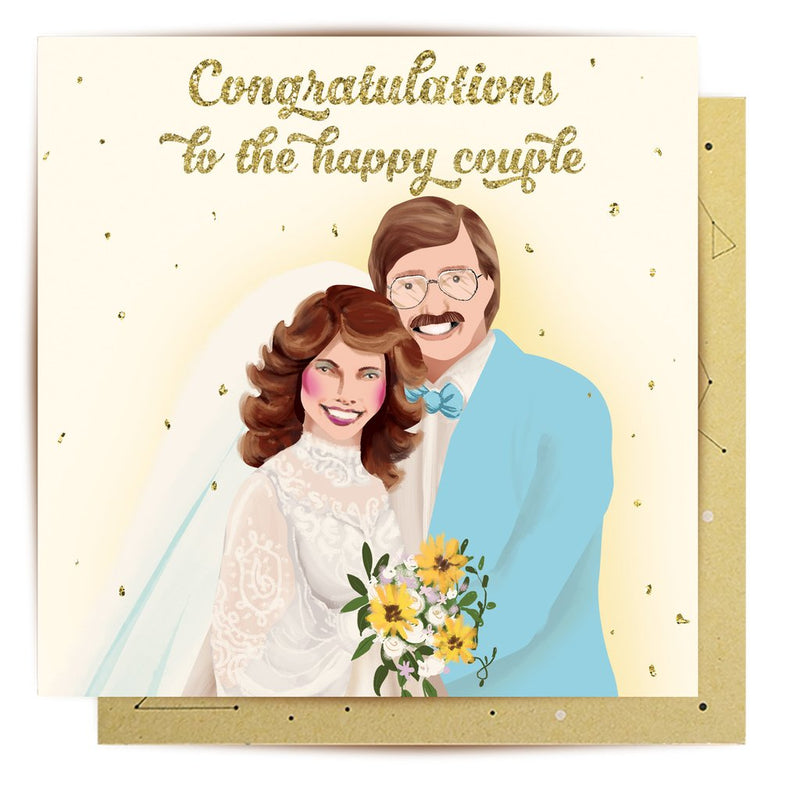 Greeting Card 70's Happy Couple