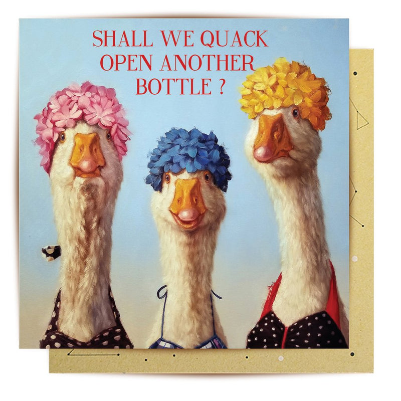 Greeting Quack Open A Bottle