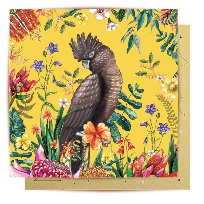 Greeting Card Exotic Black Cockatoo