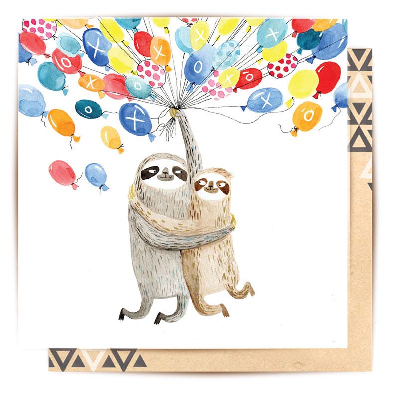 Greeting Card Sloth Balloons