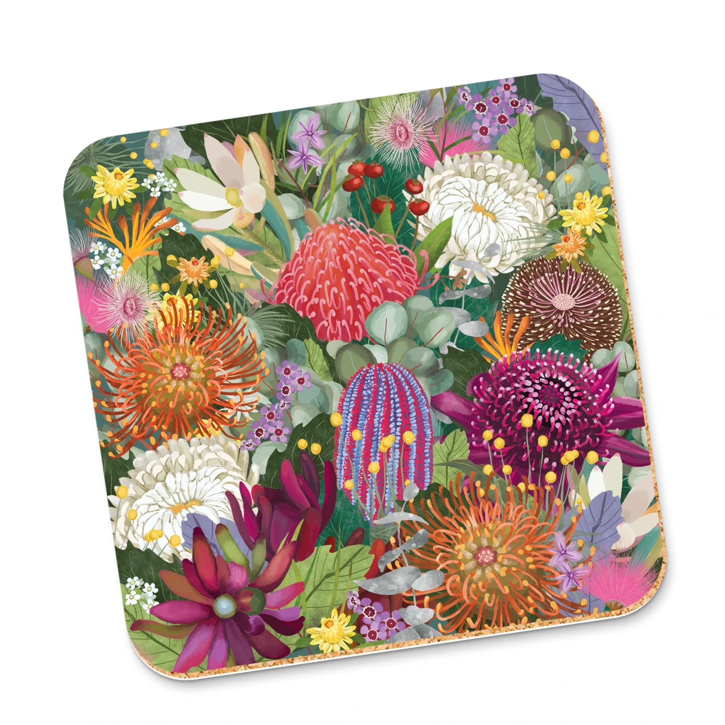 Corky Coaster Bush Blooms Floral