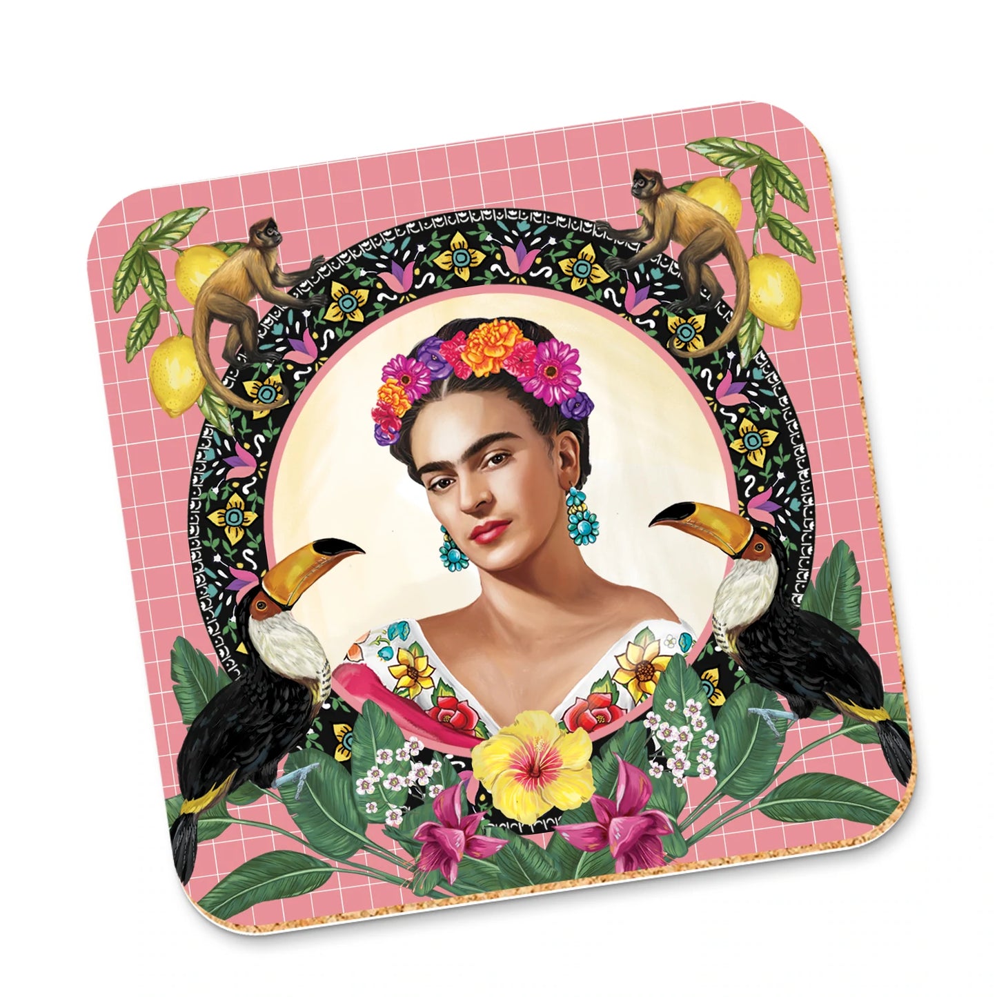 Corky Coaster Mexican Folklore Pink