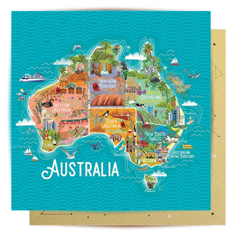 Greeting Card Map of Australia