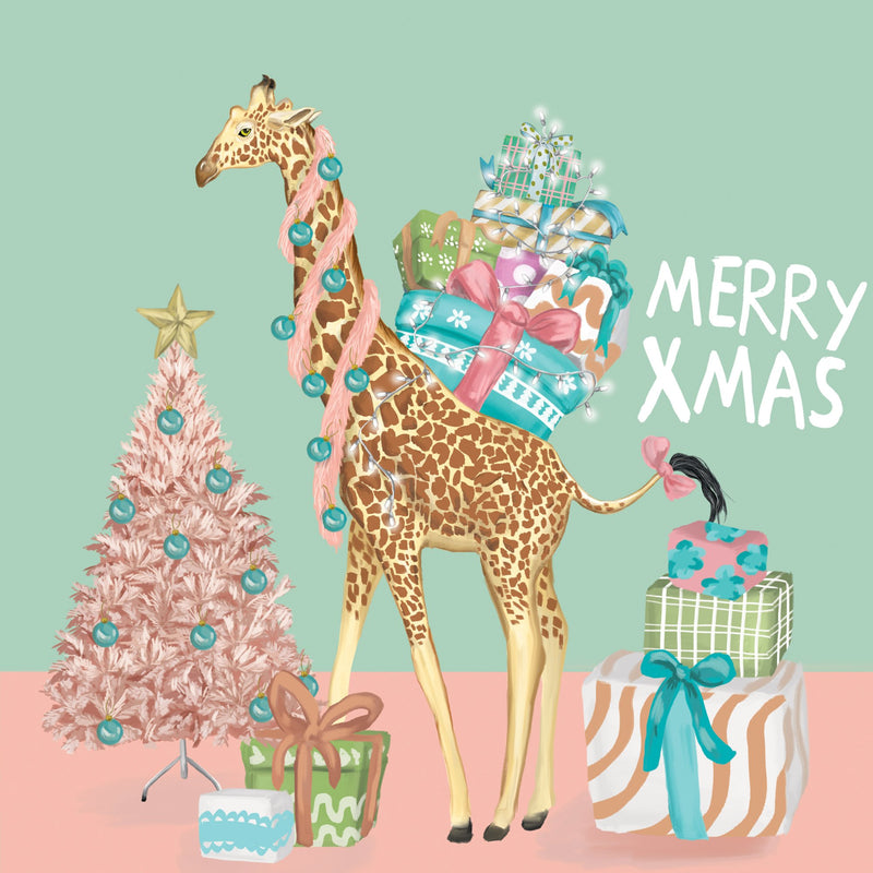 Greeting Card Merry Xmas Giraffe