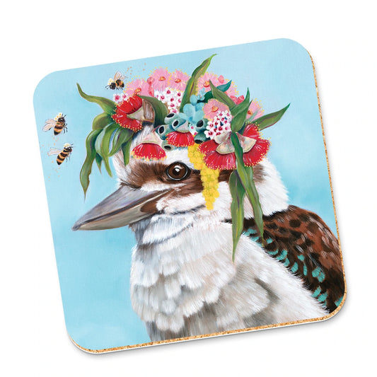 Corky Coaster Kookaburra And Bees