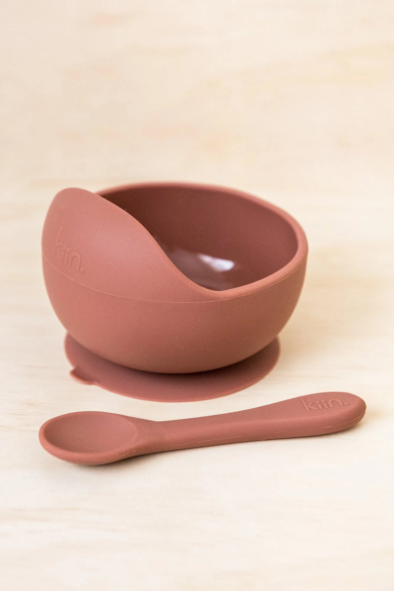 Silicone Bowl + Spoon Set - Rosewood