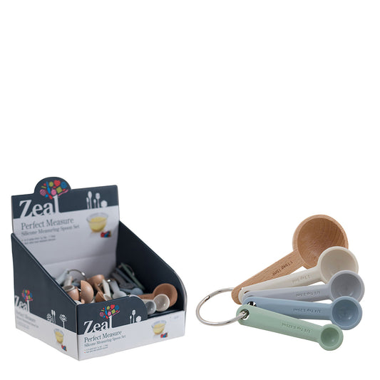 Classic Silicone/Wood Measuring Spoon Set 5pce